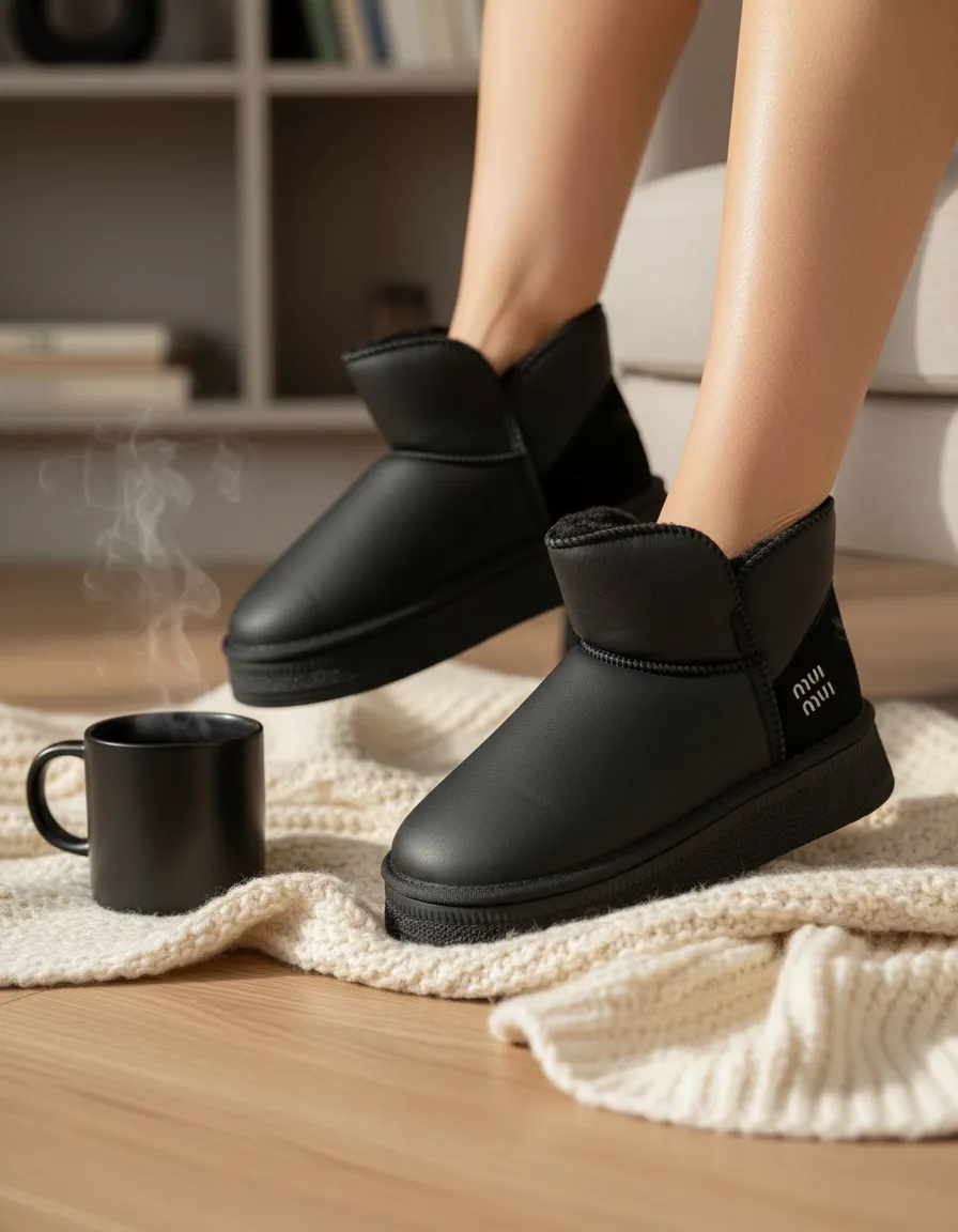Pantufla Bota De Dama Con Corderito Abrigada - Imagen 5