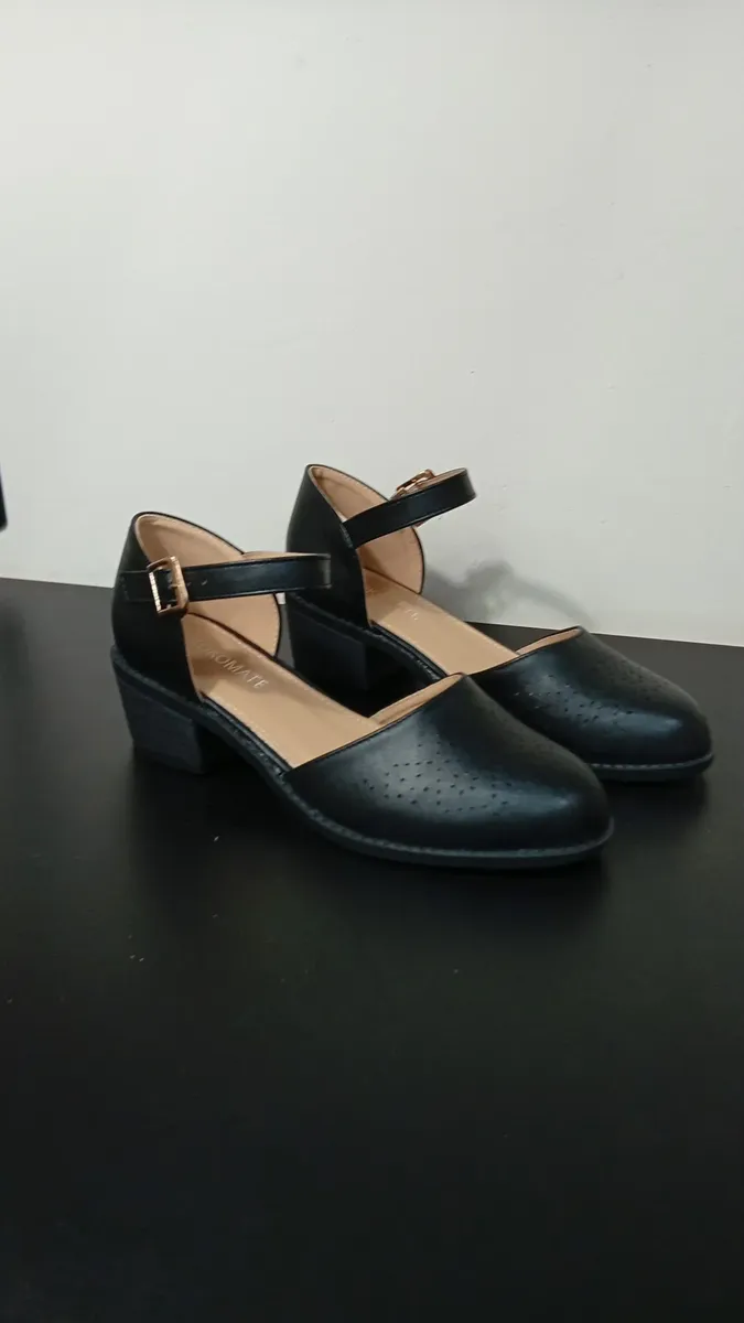 Zapatos Mujer Mary Jane Negros Taco Bajo Y Hebilla Elegantes - Imagen 2