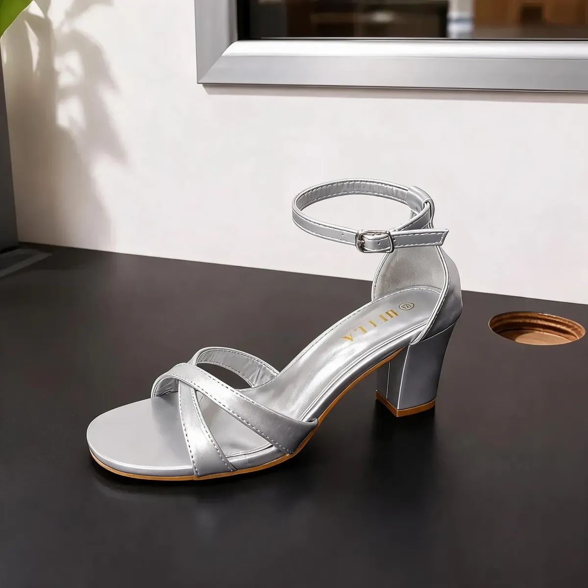 Sandalias De Vestir Taco Bajo Con Tiras