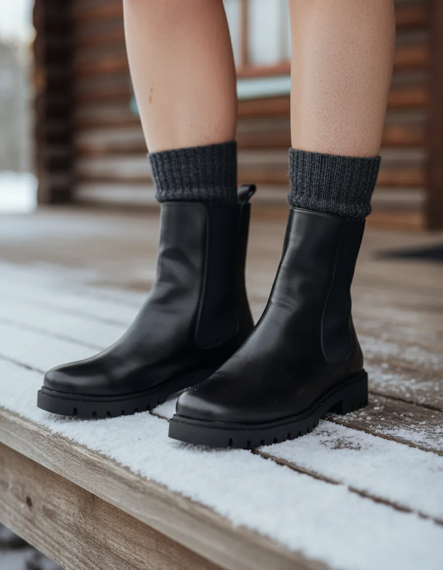 Botas Bella Tractor Negras Mujer