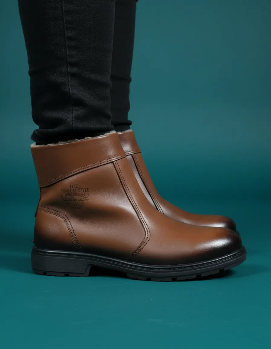 Bota Hombre Abrigada Forrada Con Corderito Y Cierre - Imagen 3