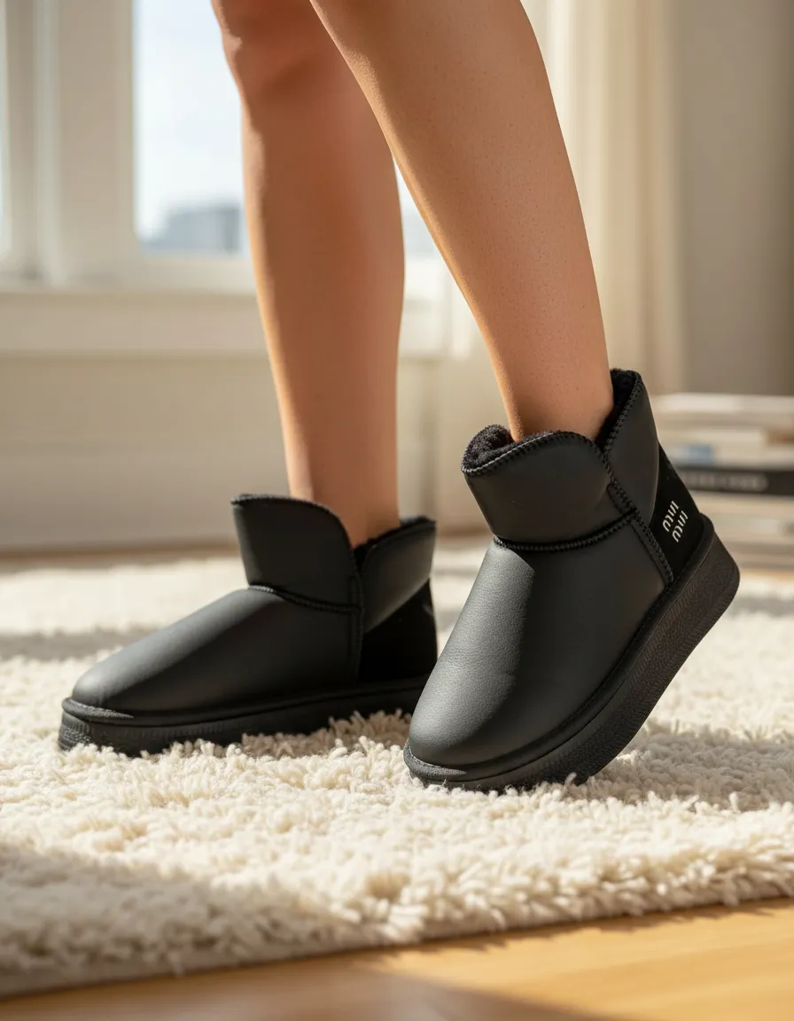 Pantufla Bota De Dama Con Corderito Abrigada