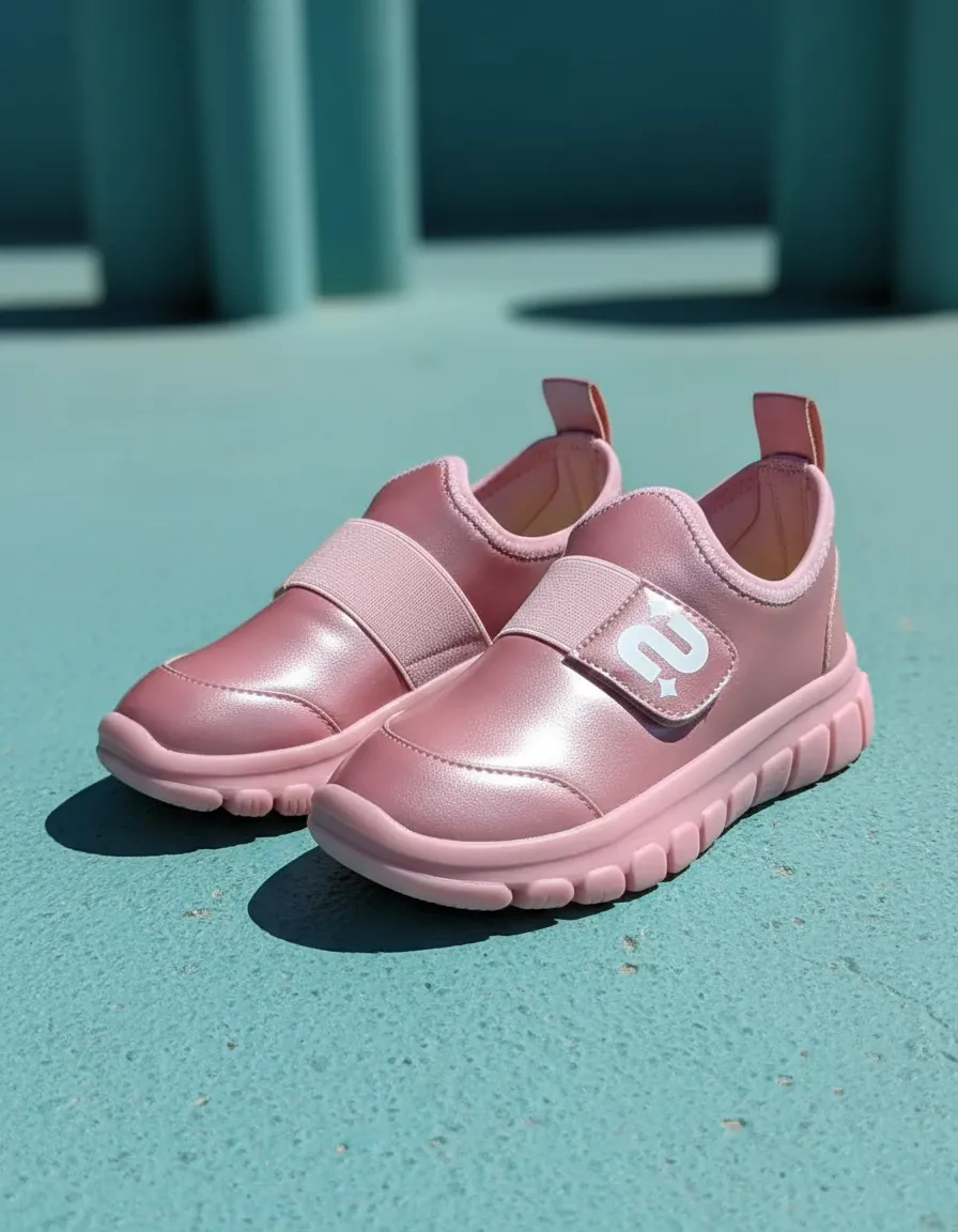 Championes Infantiles Con Velcro Rosados Livianos Comodos