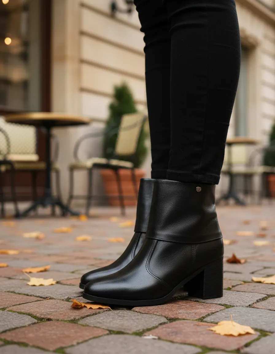 Bota Caña Corta Mujer Volcada Con Taco