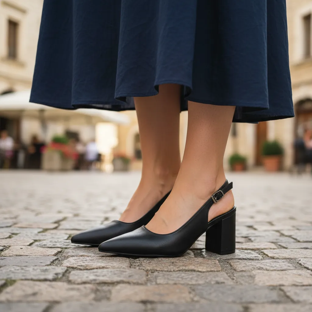 Zapatos Saboot De Mujer Sin Talon Con Taco Color Negro