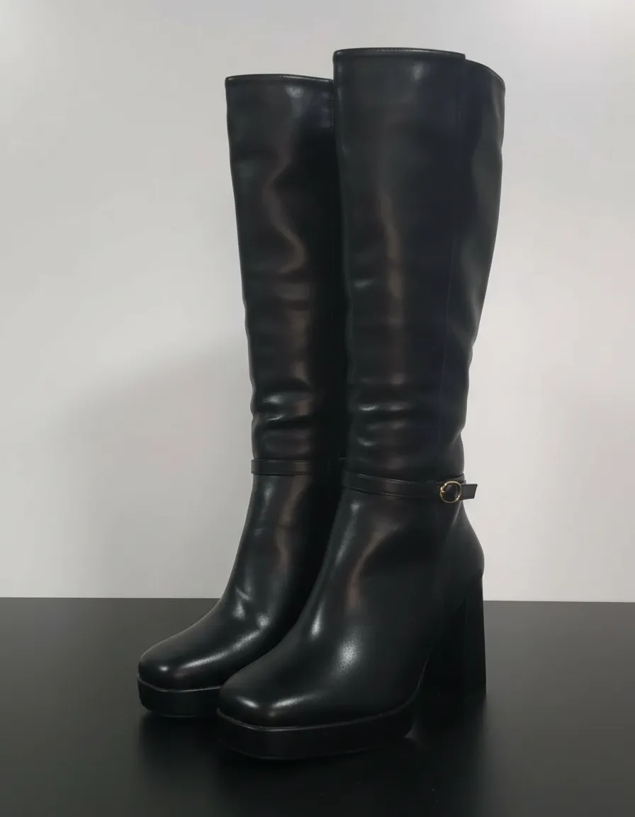 Bota Mujer De Vestir Taco Alto Caña Alta Elegante - Imagen 4