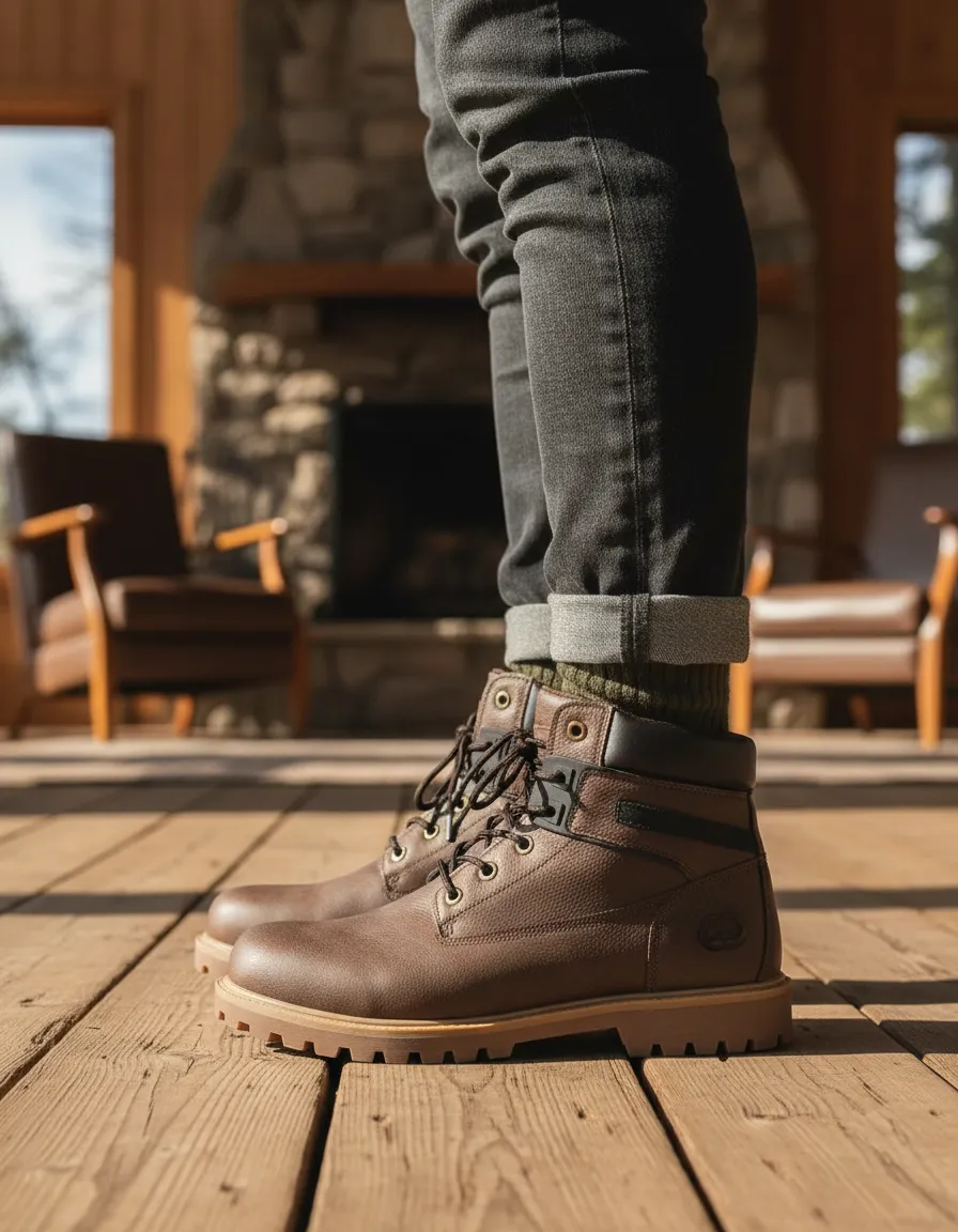 Bota Cuero Casual Hombre Marrón Suela Tractor Con Cordones