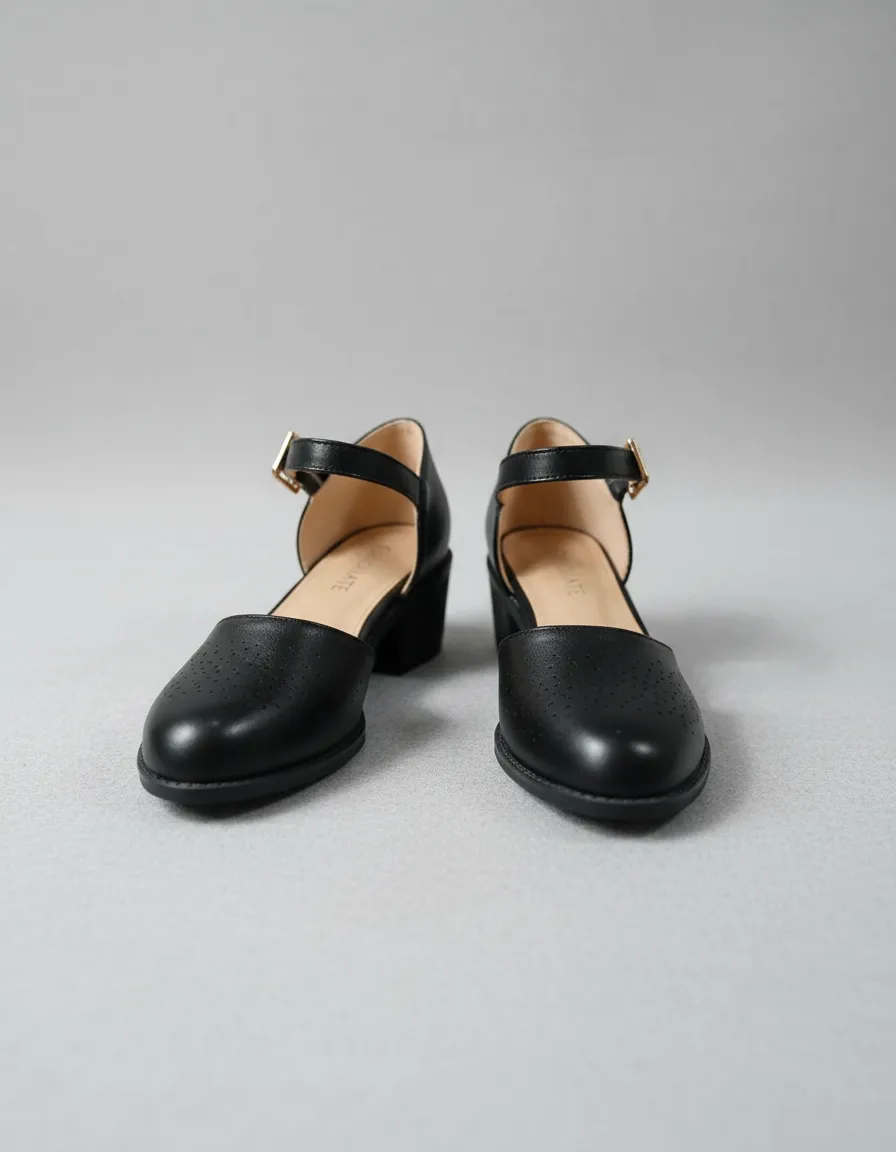 Zapatos Mujer Mary Jane Negros Taco Bajo Y Hebilla Elegantes - Imagen 3