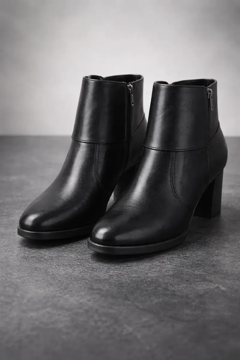 Bota Caña Corta Mujer Volcada Con Taco - Imagen 3