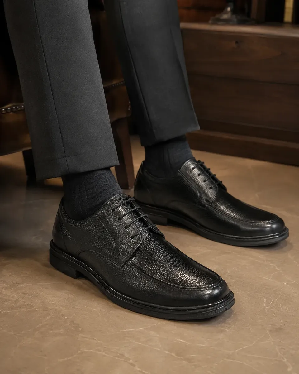 Zapato Hombre Negro Liviano Con Cordones