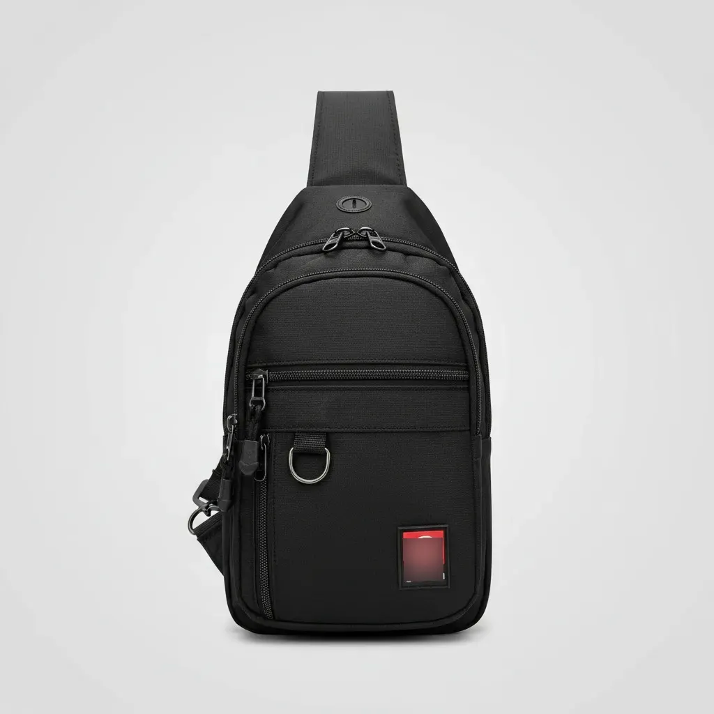 Mochila Cartera Cruzada Unisex Negra Con Multiples Bolsillos