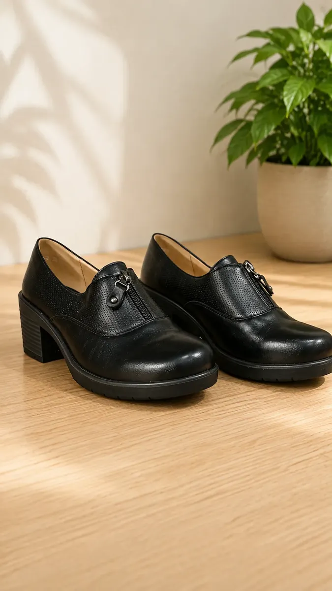 Zapato Oxford Mujer Con Cierre Y Taco