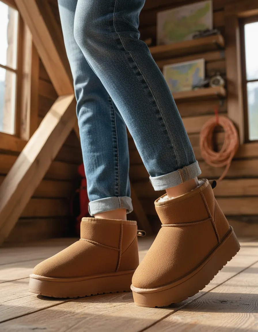 Pantubota Mujer Peludita Cálida Suela Antideslizante