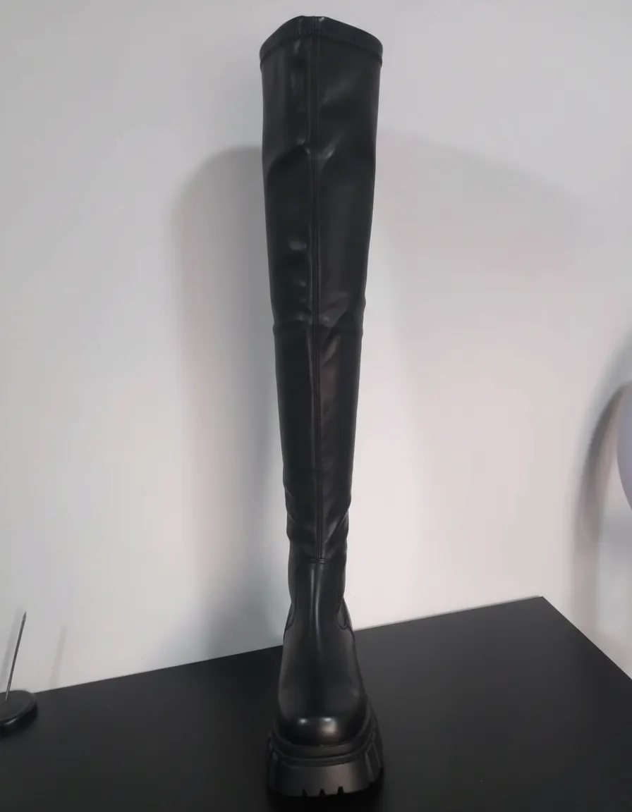 Bota Mujer Bucanera Caña Hasta La Rodilla Con Cierre - Imagen 3